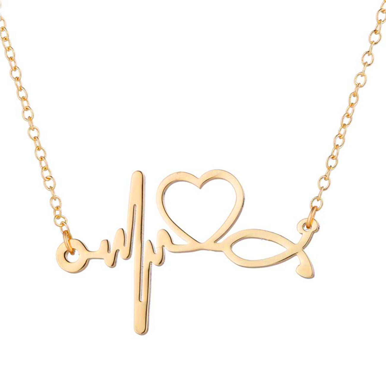 Fashion Stainless Steel Stethoscope Heart Necklace