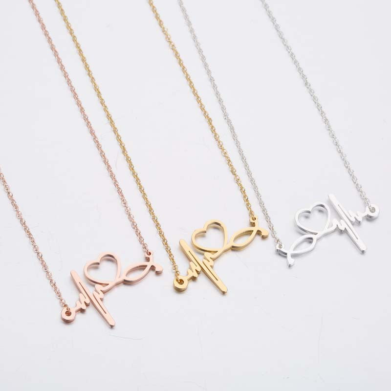 Fashion Stainless Steel Stethoscope Heart Necklace