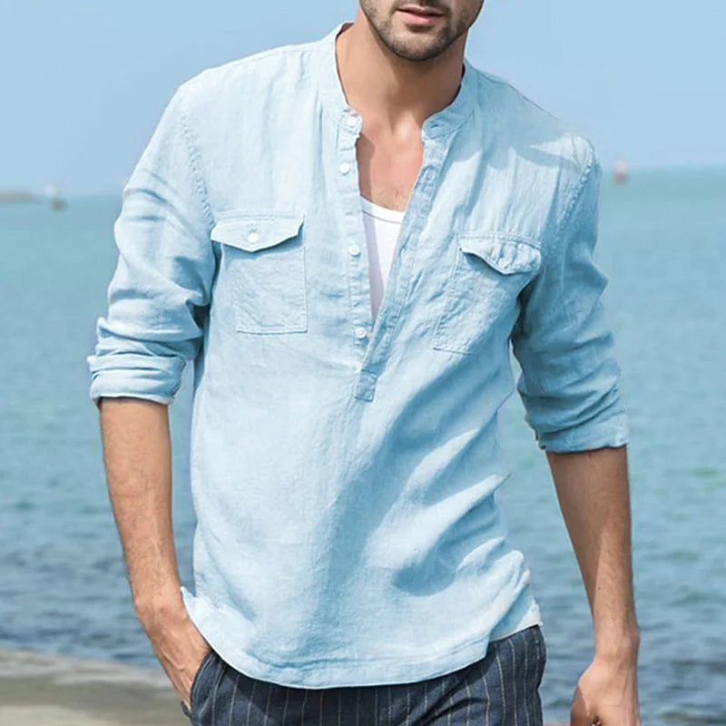 Men's light blue short sleeve shirt