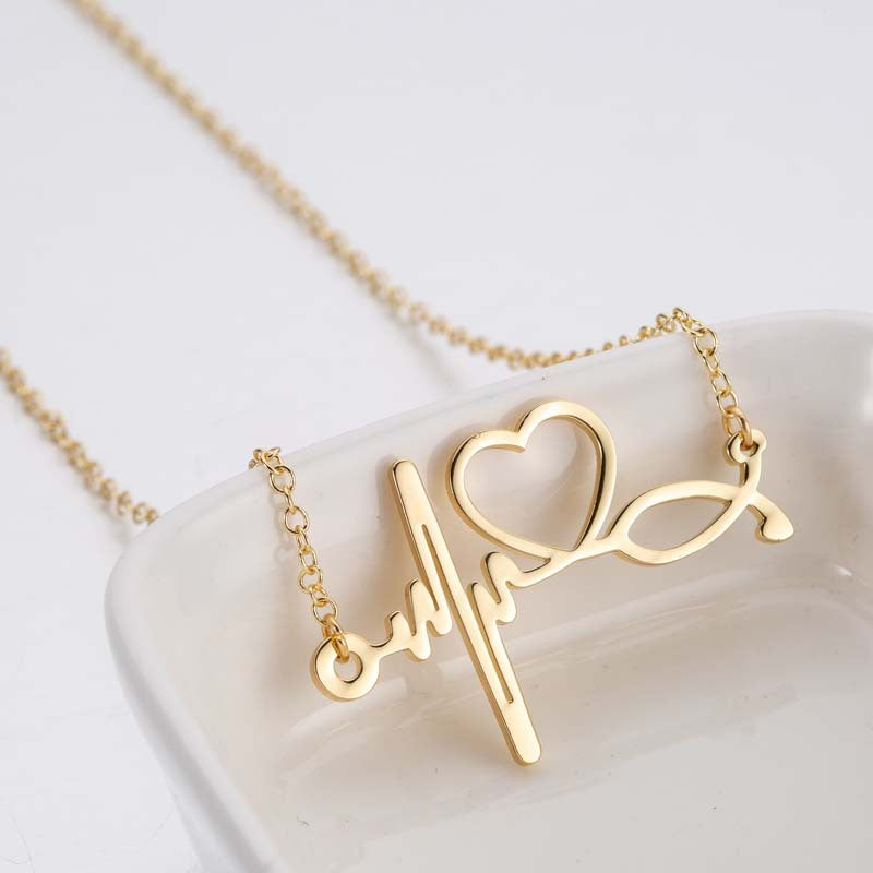 Fashion Stainless Steel Stethoscope Heart Necklace