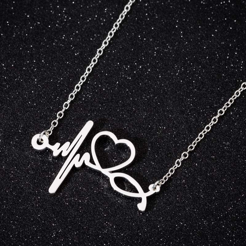Fashion Stainless Steel Stethoscope Heart Necklace