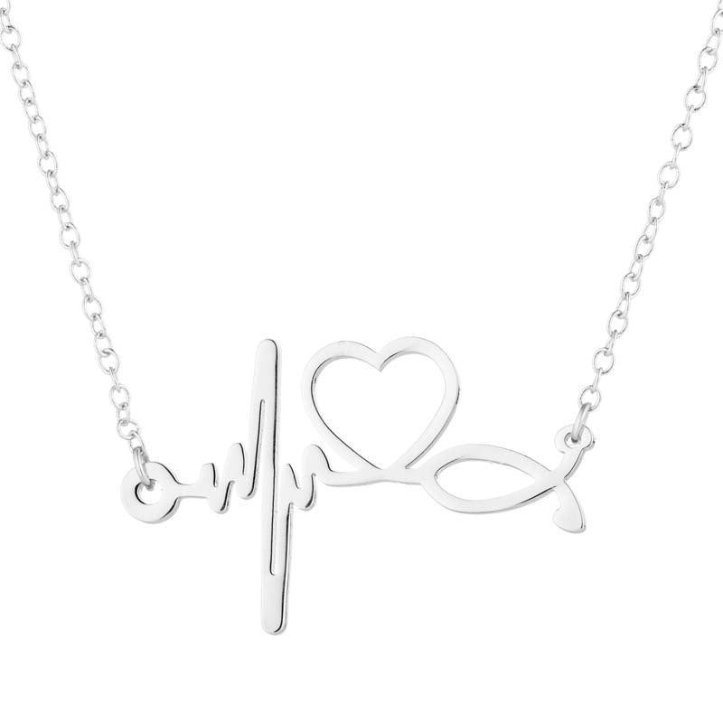 Fashion Stainless Steel Stethoscope Heart Necklace
